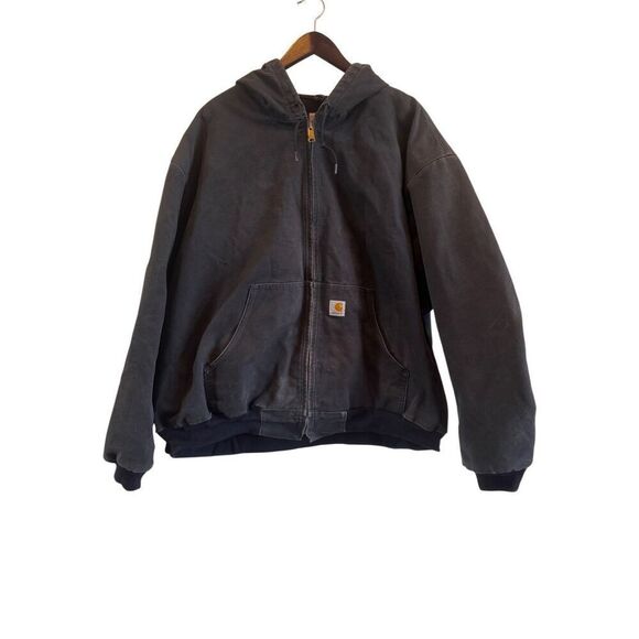 Carhartt J131 Duck Thermal Lined Hooded Zip Jacket Men 4XL Black - Picture 1 of 16